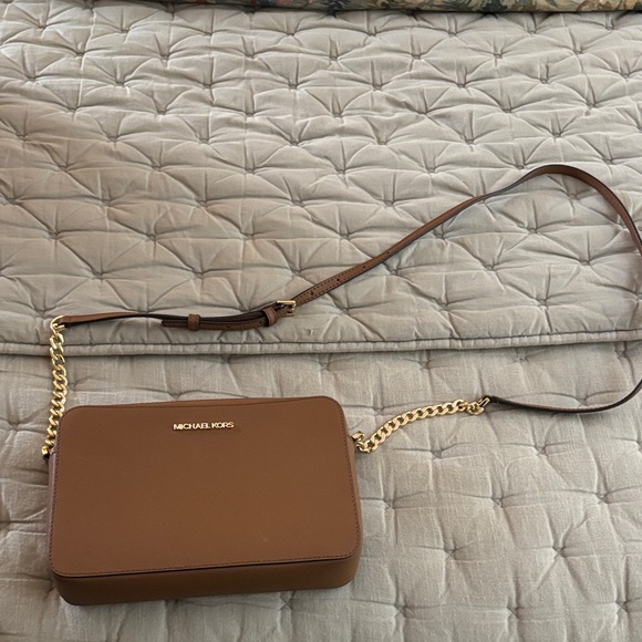 Michael Kors Handbags - Michael Kors Brown Leather Crossbody with Gold Chain